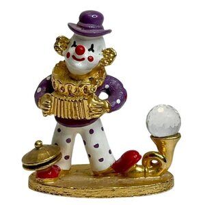 Spoontiques KM4336 Gold Plated Pewter Clown Figurine Enamel Crystal Collectible